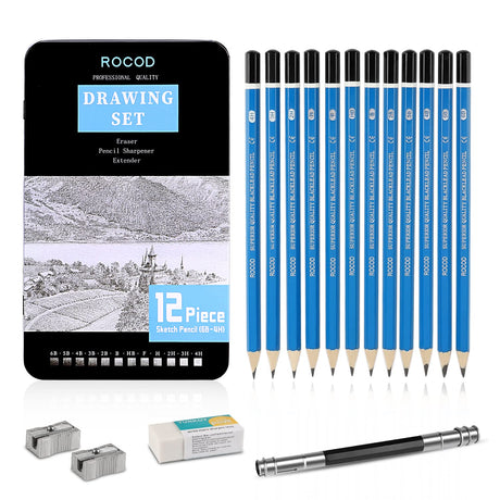 ROCOD Profession Sketch Pencils 6B to 4H for Kids and Adults Drawing, Art Graphite Pencil for Artists Beginner Sketching ROCOD