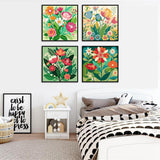 4 Pack Paint by Number for Adults, Easy Flowers Paint by Numbers Kits for Beginners with Paints Brushes, DIY Flowers Acrylic Paint Set Arts and Crafts for Home Decor 8×8 Inch Mrnsiet