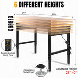 MUWOOD 48" L×24”W Adjustable Workbench, 28”-40”Heights Heavy Duty Table 2000 LBS Load Capacity, Work Bench with Power Outlet & Pegboard, Rubber Wood Work Table for Garage, Office, Workshop, Home MUWOOD