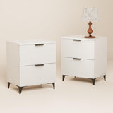 Royal Windsor Fluted Nightstand Set of 2 with 2 Drawers, Side End Table, Small Accent Storage Cabinet,Modern Night Stand Bedside Table for Bedroom,White Royal Windsor