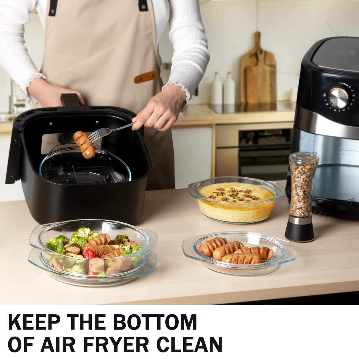 NUTRIUPS Round Glass Casserole Dish Set, Glass Casseroles Cookware with Glass Lid, Glass Casserole Dish With Lid(Set of 3-1L+1.4L+1.7L) NUTRIUPS