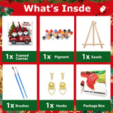 Christmas Paint by Numbers for Adults Framed, Gnome Paint by Numbers Kit for Adults with Easel, Easy Crafts Painting by Number for Gift Home Decor 9.84x9.84 in hkejoi