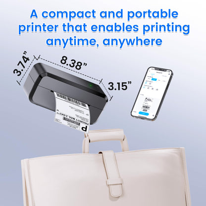 Bluetooth Thermal Shipping Label Printer, Wireless 4x6 Label Printer for Shipping Packages & Small Business, Compatible with Android, IOS, Windows and Mac, Widely Used for Ebay, Amazon, Shopify, Etsy