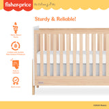 Dream On Me Fisher Price Iris 4-in-1 Convertible Crib in Vintage White Oak, JPMA & Greenguard Gold Certified, Crafted from New Zealand Pine Wood Dream On Me