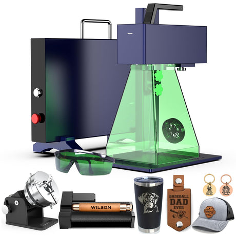 GWEIKE G2 Plus 20W Laser Engraver with Chuck & Roller Rotary, Fiber Laser Engraver Machine,150x150mm Working Area, 15000mm/s Speed Portable Laser Marking Machine for Metal, Jewelry, Leather, Dog Tags G·WEIKE