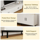 MUUEGM 70" Fluted tv Stand with Storage for Living Room, Entertainment Center Modern TV Stand for TV Up to 80 Inch, Television Media Console Table with Fluted Door and Adjustable Shelf, White MUUEGM