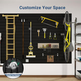 Neoaider Slatwall Panel 8 FT x 4 FT, Interlocking Slat Wall Paneling, Wall Mounted PVC Wallpanel, Suitable for Garage Storage and Organizer, Slatwall Board, Shelves - Black Neoaider