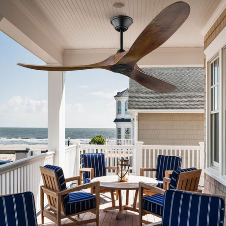 NWIASS 70 Inch Outdoor Ceiling Fans for Patios, Modern Ceiling Fan No Light with Remote Solid Wood Ceiling Fan Damp Rated, 3 Blade Large Ceiling Fan for Indoor High Low Sloped Ceiling, DC Ceiling Fan NWIASS