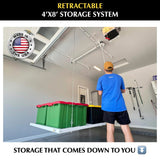E-Z Garage Storage EZ Lift 4'x8' - No Power Required, Just Your Drill for Effortless Use! Holds 800 lbs with Rock-Solid Stability. A Game-Changer in Overhead Storage Solutions! E-Z Garage Storage