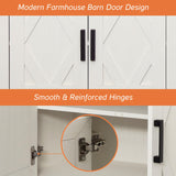 WAMPAT 5-Tier Bookcase with Sturdy Plexiglass Doors,73.3" Tall Standing Bookshelves with Barn Door Cabinets,63" Wide Modern Farmhouse Display Cabinet with Adjustable Shelves for Home,Office,Oak WAMPAT