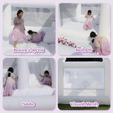 15FT White Bounce House with Slide Ball Pit for Adults Big Kids,100% PVC Commercial Bounce House with 1100W Blower,Large Inflatable Bounce House for Birthday Party Wedding 15ft x 15ft x 10ft awesmflate