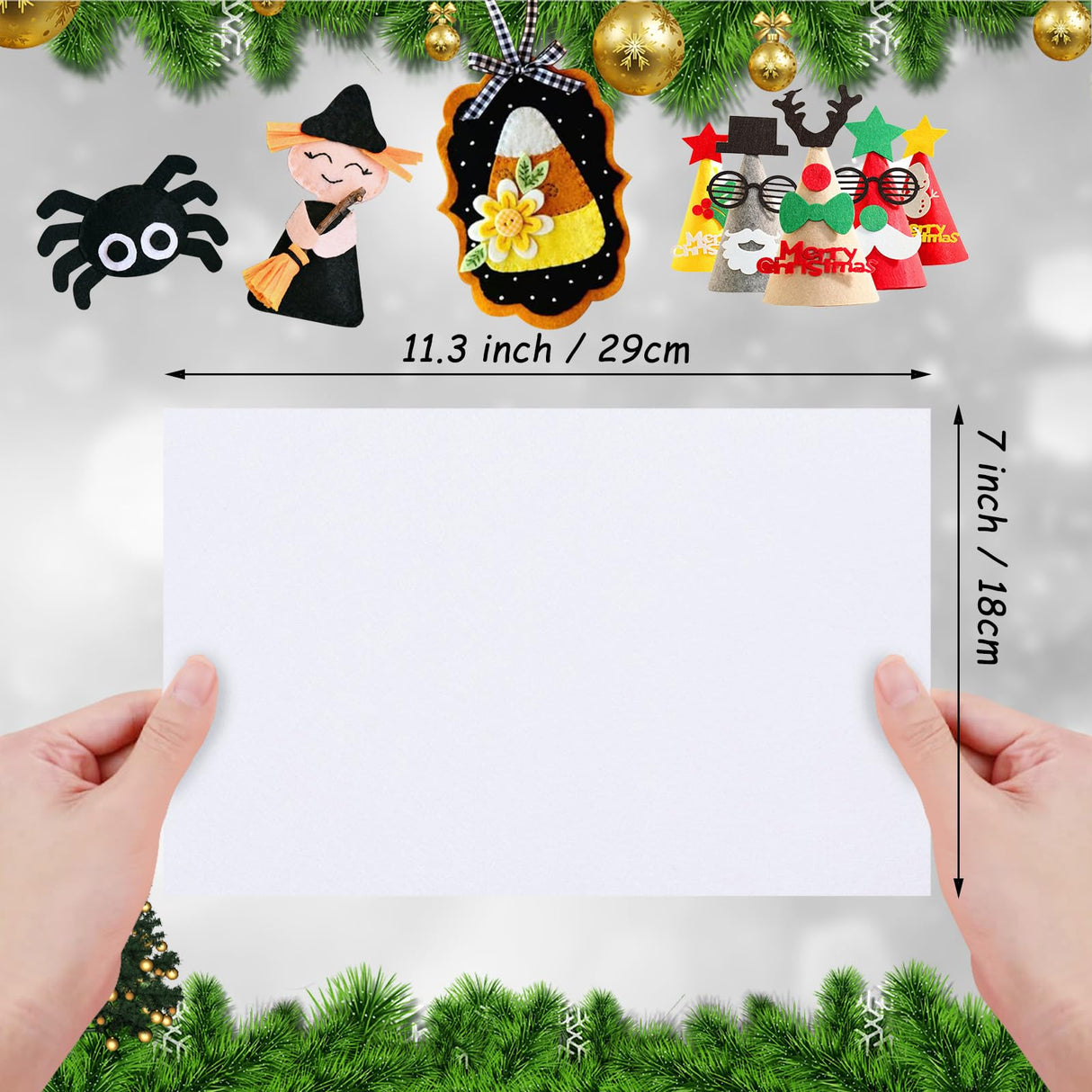 Jtnohx Stiff Felt Sheets, 32 Pcs Felt Fabric, 7"×11.3" Color Felt for Crafts, Craft Felt Square for Sewing Embroidery Handwork and Festivals Party (White) Jtnohx