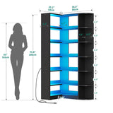 YITAHOME Corner Bookshelf and Bookcase with LED Light, Black Bookshelf 6 Tier Corner Shelf L-Shaped Bookcase Storage Display Shelf for Home Office, Living Room, Bedroom, Black YITAHOME