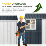 Breezz 6X8FT Outdoor Steel Storage Shed with Clear Window, Lockable Doors, Weather-Resistant Metal Tool Shed for Garden, Backyard, Patio, and Utility Storage.Nightblue BreezZ