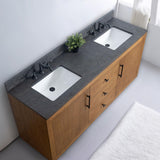 Vanity Art 72 inch Double Sink Bathroom Vanity, Vanity Cabinet with Doors and Shelf, Modern Wood Bathroom Vanity with Black Marble Top, Solid Wood Frame, 3 Functioning Drawers, VA70-72-DT-B Vanity Art