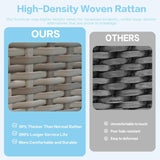 XTWEEX 7-Piece Modular Outdoor Sectional Wicker Patio Conversation Set with Glass-Top Coffee Table, All-Weather Rattan and Cushion Fabric – Gray/Gray XTWEEX