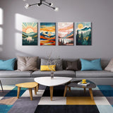 JOOZ 4 Pack Framed Paint by Numbers Kit for Adults, Mountain Sunset Paint by Number with Easel, Forest Lake Adult Paint by Number Kits on Canvas, Landscape Oil Painting Kit for Home Decor 8x12 Inch JOOZ