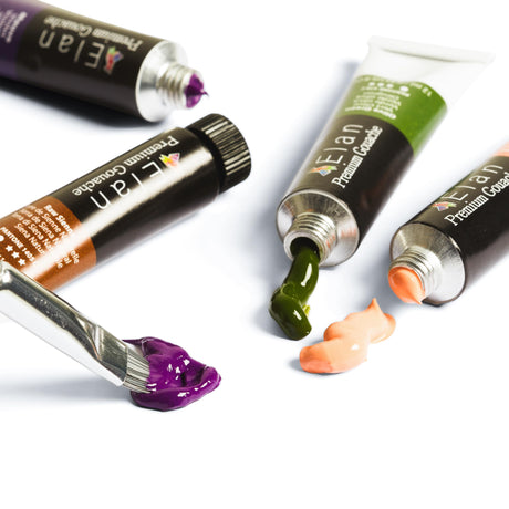 Elan Professional Gouache Paint Set, 24 Rich Colors Gouache Paint Tubes 0.4fl oz, Non-Toxic Mini Tubes for Canvas & Crafts, Art Paints for Adults Elan