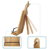 Soligt Cookbook Stand for Kitchen Counter Adjustable iPad Tablet Recipe Book Holder Rustic Wood Cutting Board Style - Brown SOLIGT