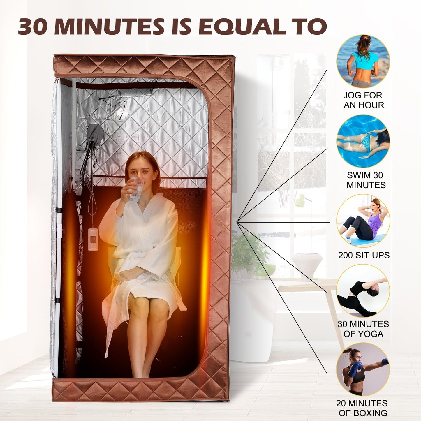 amocane Portable Infrared Sauna for Home, Full Body Personal Saunas Tent at Home Spa with Heating Foot Pad, Remote Control & Foldable Chair for Relaxation & Detox(L 33.8" x W 33.8" x H 65.7")