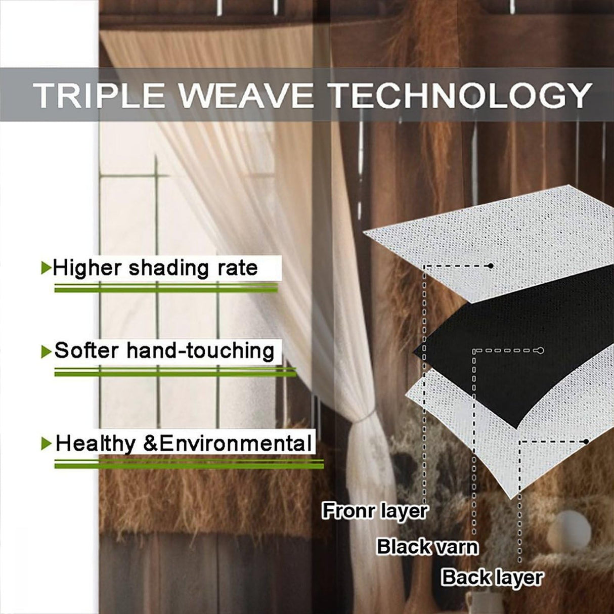 Rustic Western Cowboy Curtains, Plants Straw Mound Decor Wild Farmhouse Barn Wooden Wall Drapes, Thermal Insulation Blackout Rod Pocket Window Treatments for Living Room Bedroom Kitchen 72x63in BATPLY