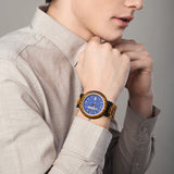 BOBO BIRD Week and Date Multi-Functional Display Men's Zebra Wooden Quartz Watch Lightweight Handmade Casual Wristwatches with Gift Box (Blue Dial) BOBO BIRD
