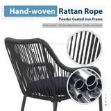 JOIVI 5-Piece Patio Bar Dining Set, Bar Height Outdoor Table and Chairs Set with 4 Bar Stools, Cushions & 41" Table for Patio, Poolside, Backyard, Bar Table Set, Tempered Glass Tabletop, Blue JOIVI