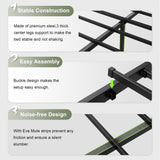 Leather King Size Bed Frame with Fast Charging Station,Metal Platform King Beds with Upholstered Headboard & Footboard,12" Underbed Storage Space, Easy Assembly,Noise-Free,Black Feonase