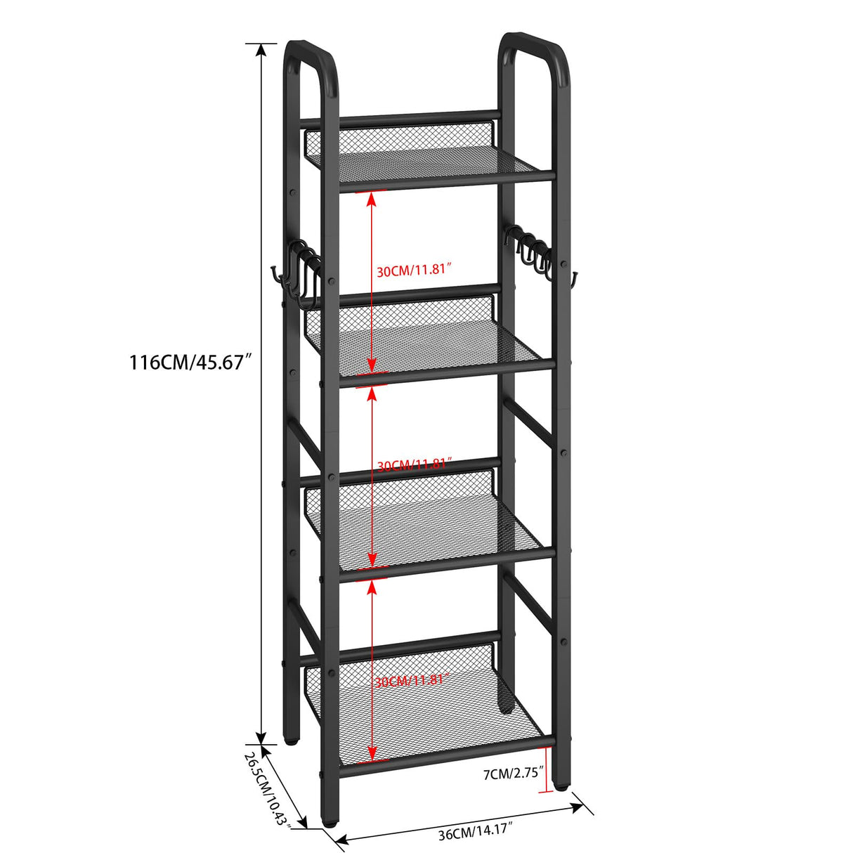 YMYNY 4 Tier Bookshelf, Freestanding Bookcase for Living Room, Bedroom, Home Office, Multi-Functional Storage Rack Organizer, Display Rack with Metal Frame, Rust Resistance, Black, UHBC054B YMYNY