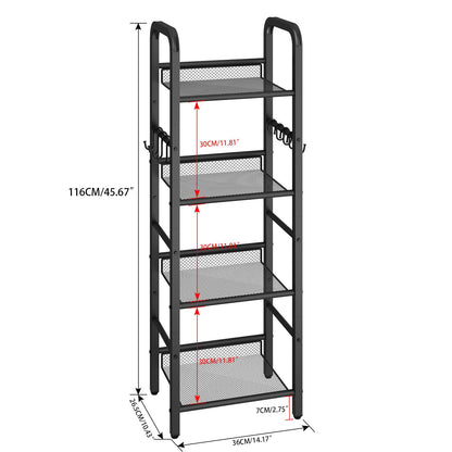 YMYNY 4 Tier Bookshelf, Freestanding Bookcase for Living Room, Bedroom, Home Office, Multi-Functional Storage Rack Organizer, Display Rack with Metal Frame, Rust Resistance, Black, UHBC054B