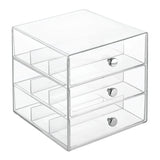 iDesign Plastic Divided 3-Drawer Vanity & Countertop Organizer – 7" x 6.5" x 6.5”, Clear iDesign