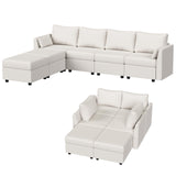 Huatean Home Modular Sectional Sofa, 6 Seat Modular Couch with Storage, Memory Foam, Convertible Sectional Couches for Living Room, U Shaped Comfy Modular Sofa with Chaise, Cream Huatean Home