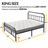 BOSRII King Size Bed Frame with Headboard and Footboard, 18 Inches High, 3500 Pounds Heavy Duty Metal Slats Support for Mattress, No Box Spring Needed,Noise-Free, Black BOSRII