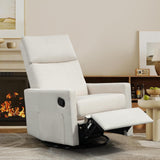 LONWIK Swivel Rocker Recliner Chair for Adults, Upholstered Nursery Rocking Glider with Adjustable Footrest, Lay Flat Recliner Single Lazy Sofa for Living Room, Beige LONWIK