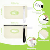 Gejoy 100 Pack Sublimation Blank Canvas Cosmetic Bags Bulk DIY Heat Transfer Makeup Bags With Wristband Lanyard Zipper Cosmetic Bags Pencil Bag for Multipurpose Printing Bag Decor, 8.66 x 5.12 inch Gejoy