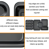 Baking Pans Nonstick Set, 5-Piece Bakeware Sets with Round/Square Cake Pan, Muffin Pan, Loaf Pan, Roast Pan, Baking Sheets for Oven, mobzio Kitchen Cookware Sets Baking Supplies mobzio