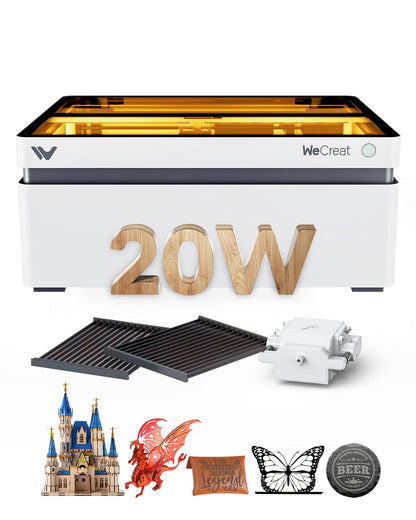 WECREAT Laser Engraver and Cutter, 20W(20,000mW) Desktop Diode Fully Enclosed Laser Engraver Machine with Air Assist, Beginner-Friendly for Jewelry and Gift Making with Metal Wood Acrylic Leather