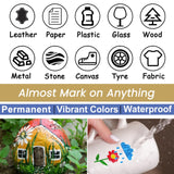 Overseas White Paint Pens Paint Markers - Permanent Acrylic Markers 12 Pack, Water-Based, Quick Dry, Waterproof Paint Marker Pen for Rock, Wood, Plastic, Metal, Canvas, Glass, Fabric, Mugs. Medium Tip Overseas