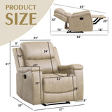 CANMOV Leather Recliner Chair Set of 2, Classic and Traditional Manual Recliner Chair with Overstuffed Arms and Back, Manual Single Sofa with Concealed Cup Holders,Beige CANMOV