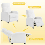 Topeakmart Boucle Recliner Sofa Push Back Recliner Chair Adjustable Modern Single Reclining Chair Upholstered Sofa with Pocket Spring Living Room Bedroom Home Theater White Topeakmart