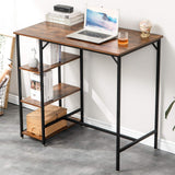 IBUYKE 40” Rustic Brown Bar Table with 3 Storage Shelves - Versatile High Dining and Standing Desk IBUYKE