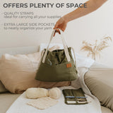 Stylish Crochet Bag Organizer Easily Organizes Your Yarn - Durable Canvas Bag w/ 8 Pockets Stores Plenty of Yarn Skeins & Crocheting Supplies/Accessories - Perfect Basket for Gifting to Knitting Fans KIBAGA