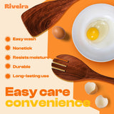 Riveira's 6-Piece Dark Brown Wooden Spoons for Cooking - Elegant Kitchen Essentials/Kitchen Utensils Set for Every Culinary Need Spatula Riveira