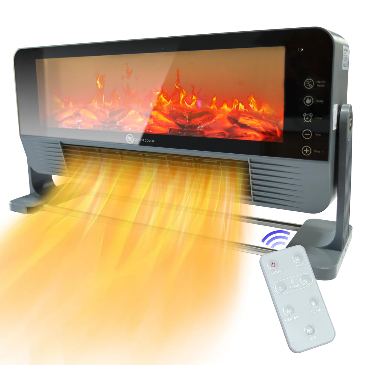 Electric Space Heater Indoor, 1500W Floor or Wall Mounted Heater with 3D Flame Effect, PTC Ceramic Electric Fireplace Heater with Remote Control for Office Bedroom Living Room NLIEOPDA