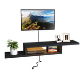 ChooChoo Floating TV Stand Shelf with LED, Wall Mount Entertainment Center, 60'' Media Console Stand for Living Room, Bedroom, Black ChooChoo