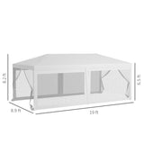 Outsunny 10' x 20' Canopy Tent Gazebo with 4 Removable Mesh Side Walls for Events & Weddings, White Outsunny