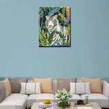 White Tiger Paint by Number for Adults,Forest Wildlife DIY Oil Painting Kits on Canvas with Brushes and Acrylic Pigment Animal in Tropical Jungle Picture Home Decor 16x20inch Nordics Gift (Frameless) Tucocoo