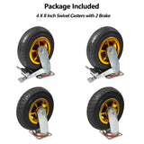 GaeaAuto 8 Inch Heavy Duty Casters Wheels Set of 4 Swivel Industrial Casters Rubber Wheels Tires for Cart Bench Shop Dolly Outdoor Wheels Replacement with 2 Brake and 3000Lbs Load Capacity, 4 Pack GaeaAuto