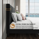 SHA CERLIN Queen Bed Frame/Velvet Upholstered Platform Bed Frame with Headboard/Strong Wood Slats Support/Mattress Foundation/No Box Spring Needed - Black SHA CERLIN