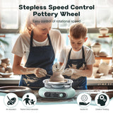 Alldeer Mini Pottery Wheel Kit - 4.7" Turntable Electric Clay Wheel with Foot Pedal, Adjustable Speed Ceramic Making Machine with 8 Pottery Shaping Tools, Craft Kits for Kids Alldeer